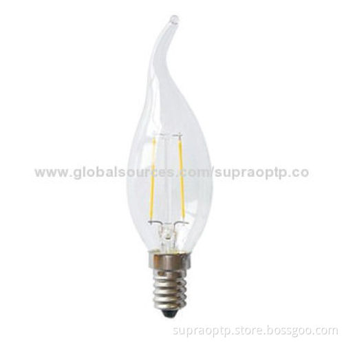 C35 2W Filament LED Candle Light, CE and EMC Certified, RoHS Directive-compliant